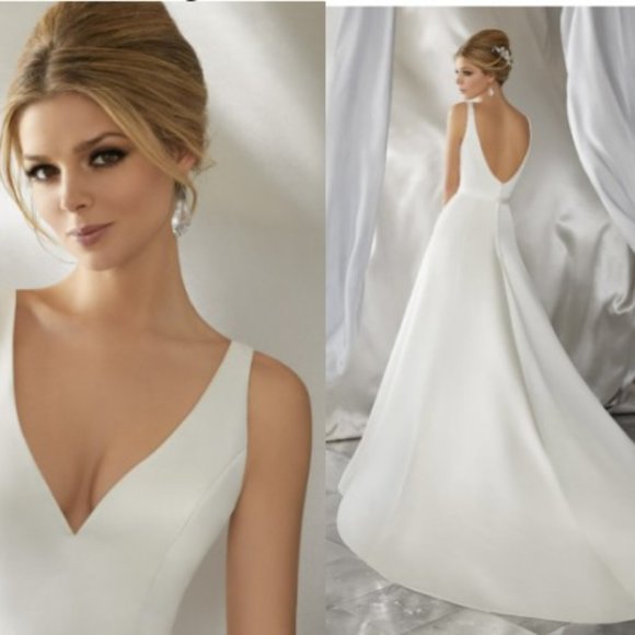 Mori Lee Sample size 12 A line V neck simple gown - Picture 1 of 6